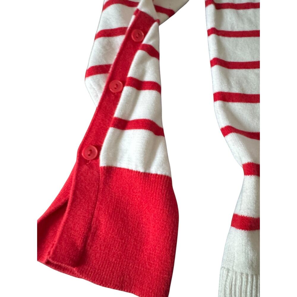 LOFT Womens Striped Sweater L Red White Long Sleeve Side Button Pullover READ - Picture 4 of 8